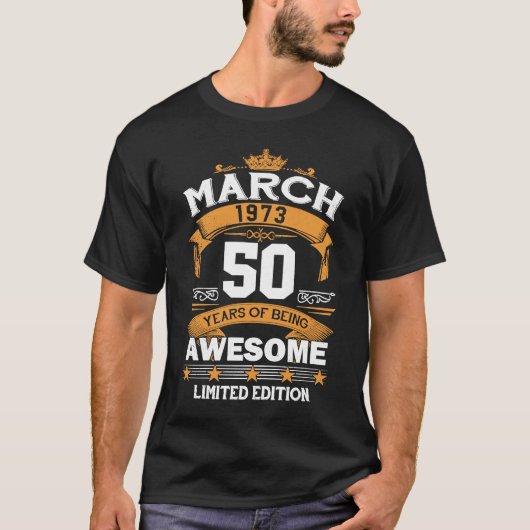 T-shirt 50 ans Ancien mars 1973 50e anniversaire 5 (Devant)