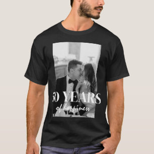 T-shirt 50 Ans de Bonheur Élégant Anniversaire de Mariage