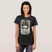 T-shirt 50 Ans Fabuleux Messy Bun Afro Leopard 50e (Devant entier)