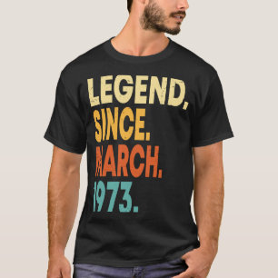 T-shirt 50 ans Vintage mars 1973 50e anniversaire 1