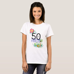T-shirt 50 et cinquantième fête d'anniversaire tropicale