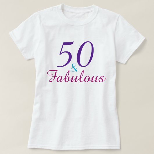 T-shirt 50 et fabuleux bleu violet rose personnalisé (Design devant)