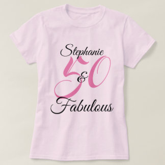 T-shirt 50 et Fabulous Pink Personnalisé fête d'anniversai