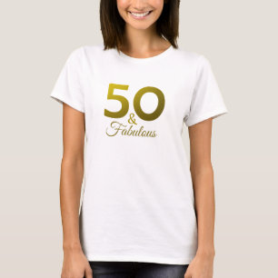 T-shirt 50 Et Typographie Or Fabulou 50e Anniversaire