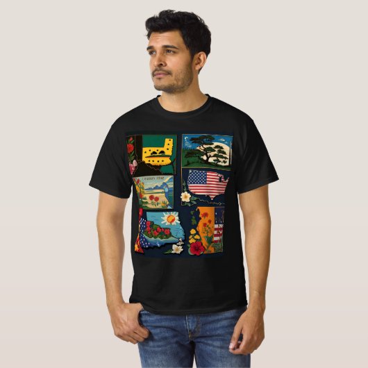 T-shirt 50 Etats de style (Devant entier)