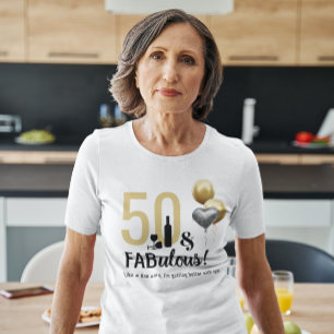 T-shirt 50 & Fabuleux Gold & Black Modern Anniversaire