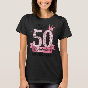 T-shirt 50 & Fabulous I Pink White Party Group Candid Phot