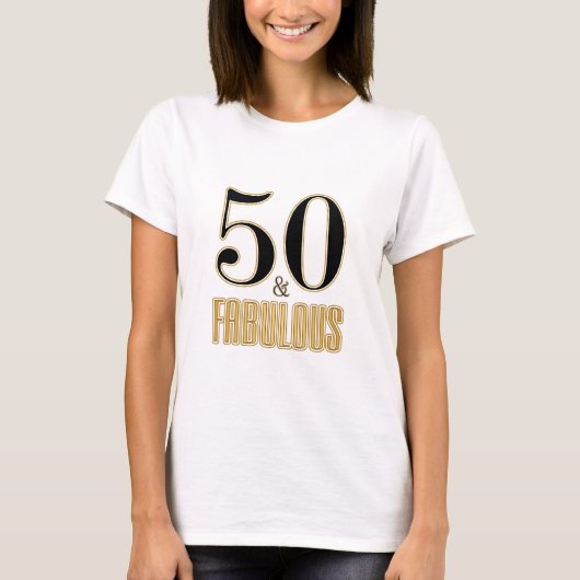 T-shirt 50 & Fabulous Typographie Noir Or 50e Anniversaire (Devant)