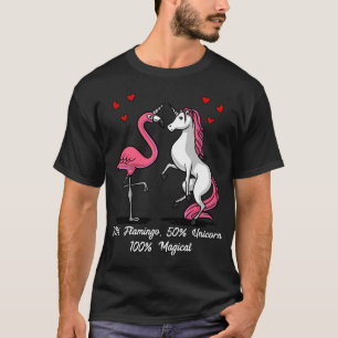 T-shirt 50% Flamant rose 50% Licorne 100% Magique