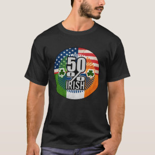 T-shirt 50 Shamrock demi-irlandais demi-américain Drapeau