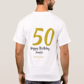 T-shirt 50e anniversaire ajouter nom date année noire modè (Dos)