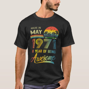 T-shirt 50E Anniversaire Cadeau Vintage Rétro Mai 1971 50