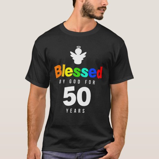 T-shirt 50E Anniversaire Don Chrétien Béni Par Dieu Pour 5 (Devant)