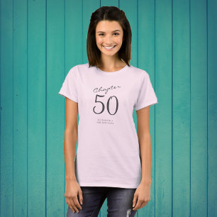 T-shirt 50e anniversaire fête Gris Script rose