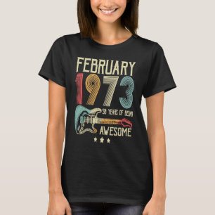 T-shirt 50e Anniversaire Guitare Rétro Février 1973 50 Ans