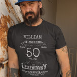 T-shirt 50e anniversaire Hommes personnalisés Texte gris a<br><div class="desc">Un T-shirt d'anniversaire vintage avec un message sincère. Ajoutez le nom et changez l'année à l'aide du modèle.</div>