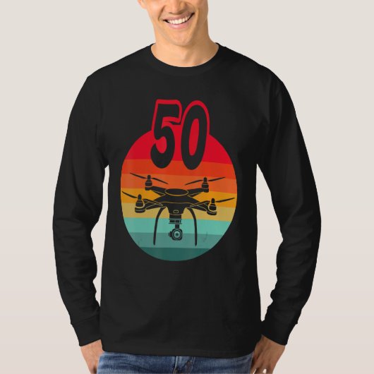 T-shirt 50e Anniversaire Je Rétro Télécommande Drones Avec (Devant)