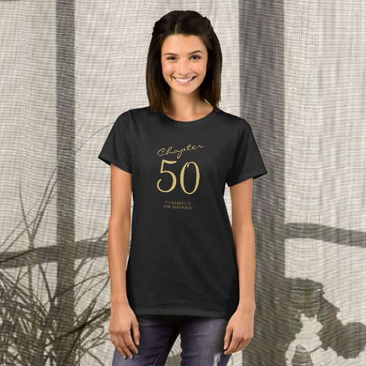 T-shirt 50e Anniversaire Jeu d'or Script noir