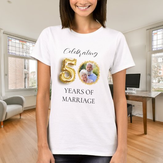 T-shirt 50e anniversaire mariage photo or