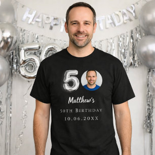 T-shirt 50e anniversaire noir argent photo