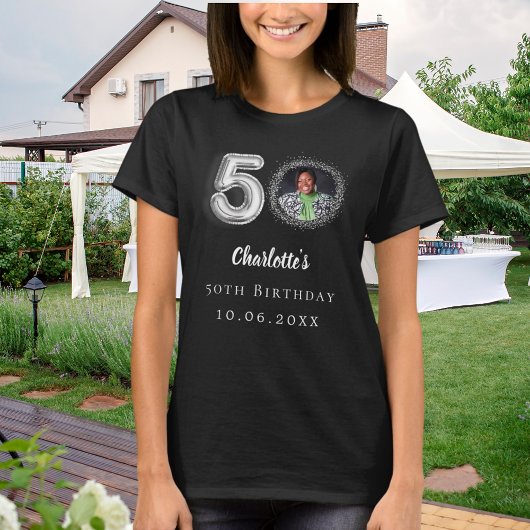 T-shirt 50e anniversaire noir argent photo