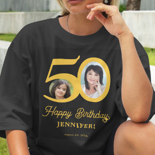 T-shirt 50e anniversaire photo nom personnalisé