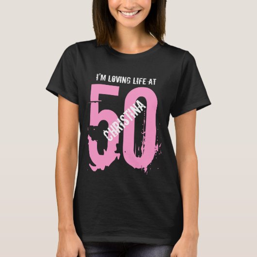 T-shirt 50e anniversaire présent ou année J'aime la vie (Devant)