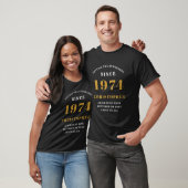 T-shirt 50th Birthday 1974 Ajouter Nom Black Gold Party (Unisexe)