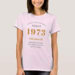 T-shirt 50th Birthday Born 1973 Ajouter un nom<br><div class="desc">Anniversaire personnalisé ajoutez votre nom et votre T-shirt année. Modifiez le nom et l'année avec le modèle fourni. Un magnifique T-shirt d'anniversaire sur mesure. Plus de cadeaux et de fournitures de fête disponibles avec le design "normes de fixation" dans le magasin.</div>