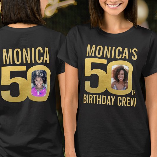 T-shirt 50th birthday crew custom name photo fun