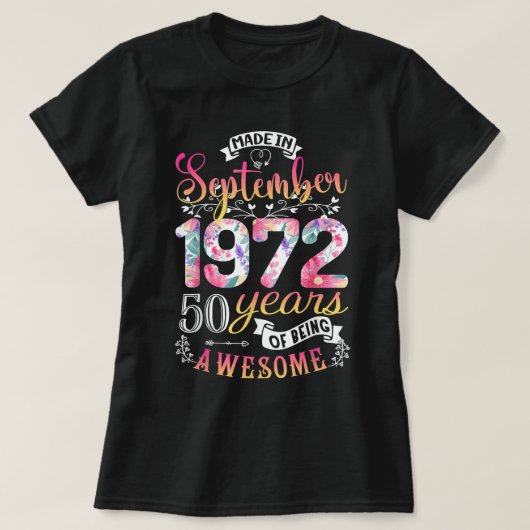 T-shirt 50th Birthday Flowers (Design devant)
