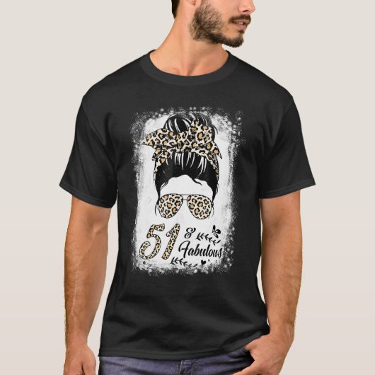 T-shirt 51 ans Fabuleux Messy Bun Leopard 51e naissance (Devant)