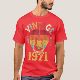 T-shirt 51 ansVieux Vintage 1971 Onglet de guitare 51e ann