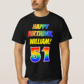 T-shirt 51e anniversaire — Bold, Fun, Rainbow 51, Nom pers (Devant)