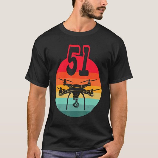 T-shirt 51e Anniversaire I Télécommande Rétro Drones Avec  (Devant)