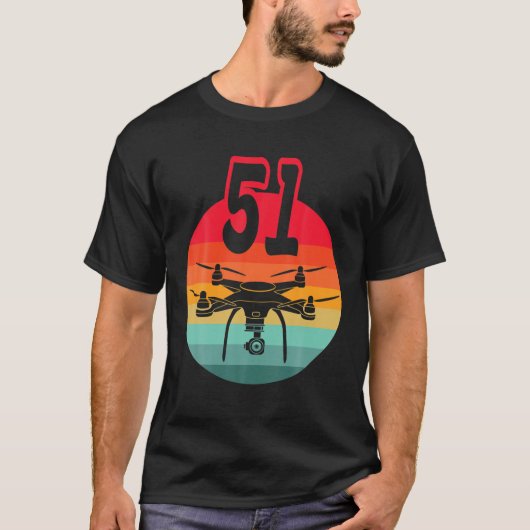 T-shirt 51E Anniversaire I Télécommande Rétro Drones Avec (Devant)
