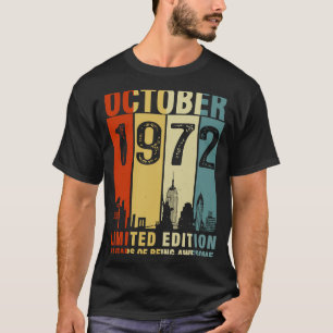 T-shirt 51e anniversaire Vintage octobre 1972 51 ans