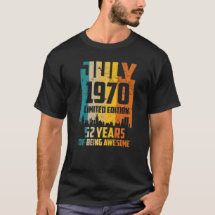 T-shirt 52e Anniversaire 52 Ans Awesome Depuis Juillet 197