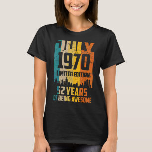 T-shirt 52e Anniversaire 52 Ans Awesome Depuis Juillet 197
