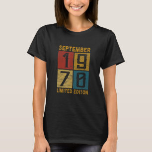 T-shirt 52e Anniversaire Septembre 1970 Né En 1970 52 Ans