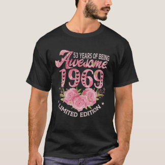T-shirt 53 Ans Rose Vintage 1969 Cadeau Anniversaire 53E N