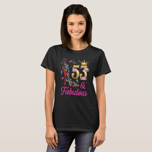 T-shirt 53 & Fabuleux 53 Ans 53ème Anniversaire Papillons (Devant entier)