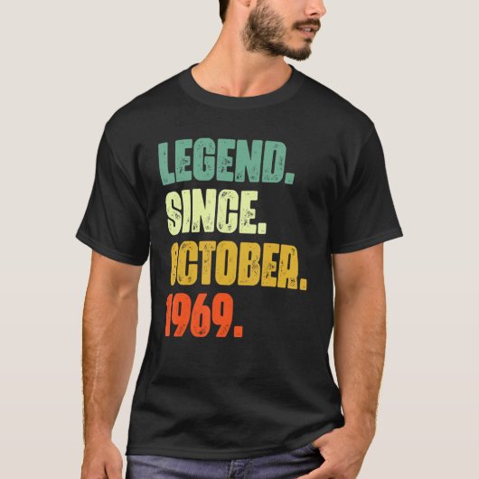 T-shirt 53 Years Old Legend Since October 1969 53rd Birth (Devant)