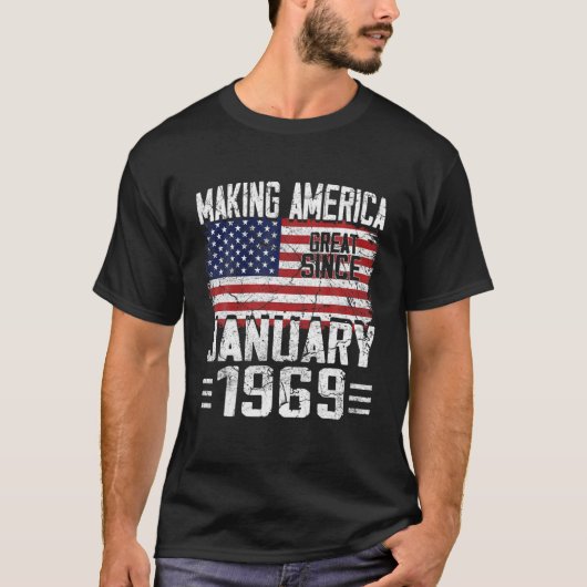 T-shirt 53E Cadeau Anniversaire Janvier 1969 Drapeau Améri (Devant)