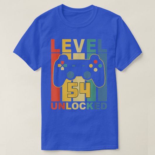T-shirt 54e Anniversaire Niveau 54 Déverrouillé Jeu vidéo (Design devant)