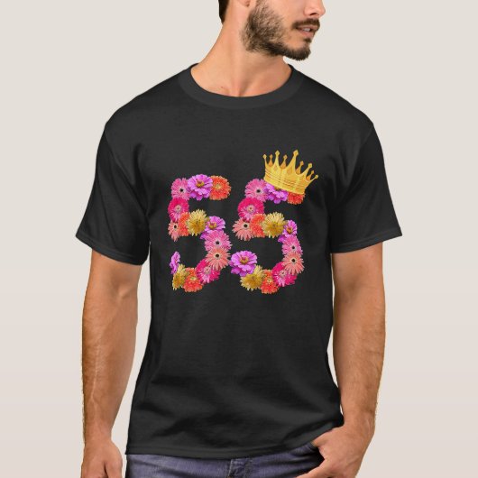 T-shirt 55 Ans Flower Crown Son 55e Birt (Devant)