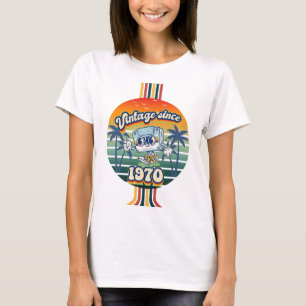 T-shirt 55 Ans Vintage 1970 Cassette Rétro