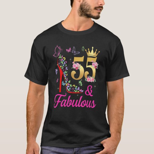 T-shirt 55 & Fabuleux 55 Ans 55ème Anniversaire Papillons  (Devant)