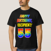 T-shirt 55e anniversaire — Bold, Fun, Rainbow 55, Nom pers (Devant)