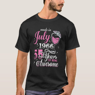 T-shirt 55e Anniversaire Floral Wine Pearl Queens Né En Ju